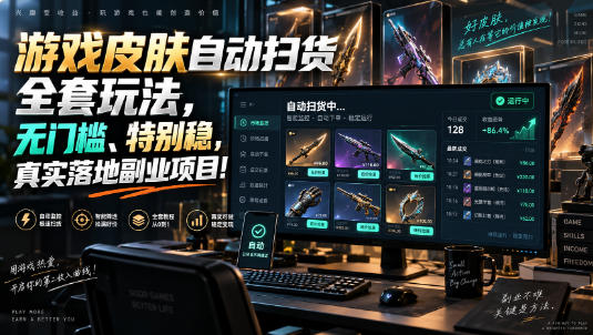 游戏皮肤自动扫货全套玩法，无门槛、特别稳，真实落地副业项目！【揭秘】-云创终点站