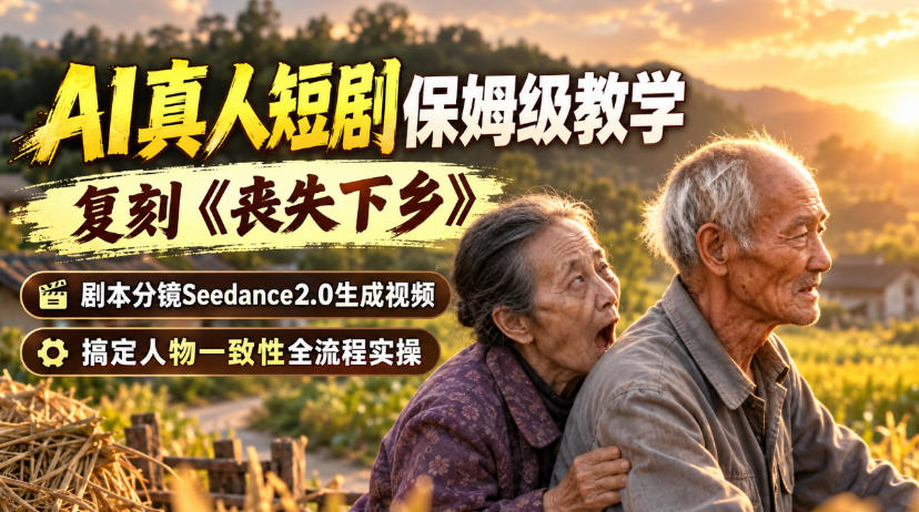 AI真人短剧保姆级教学，复刻《丧失下乡》，剧本分镜Seedance2.0生成视频，搞定人物一致性全流程实操-云创终点站