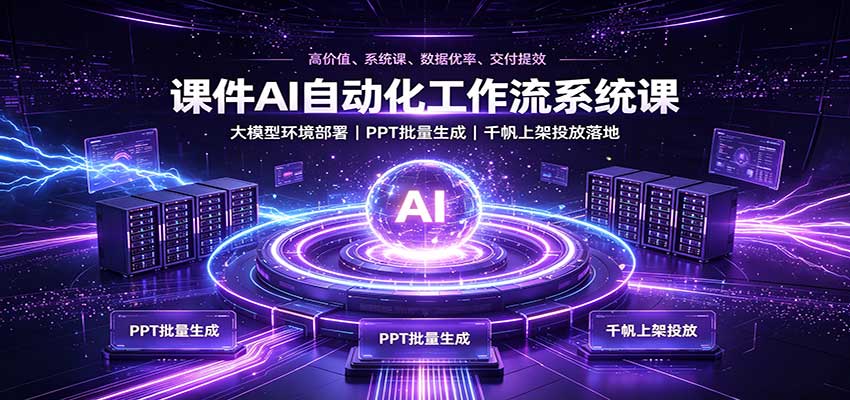 课件AI自动化工作流系统课：大模型环境部署，PPT批量生成，千帆上架投放落地-云创终点站