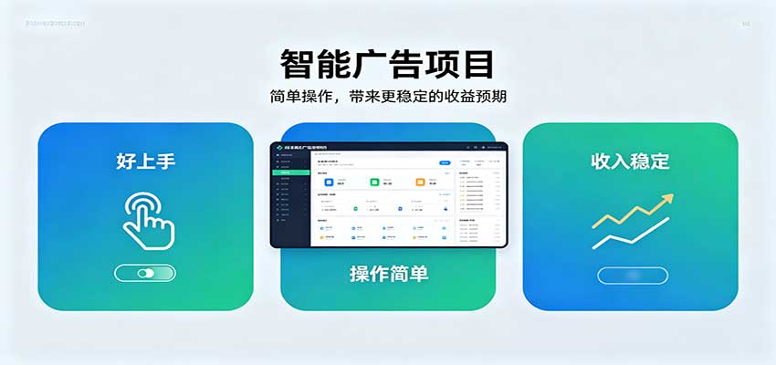 智能广告挂机项目，操作简单上手快，收益稳定可持续。稳定日入300+-云创终点站
