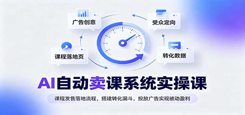 AI自动卖课系统实操课:课程发售落地流程,搭建转化漏斗,投放广告实现被动盈利-云创终点站